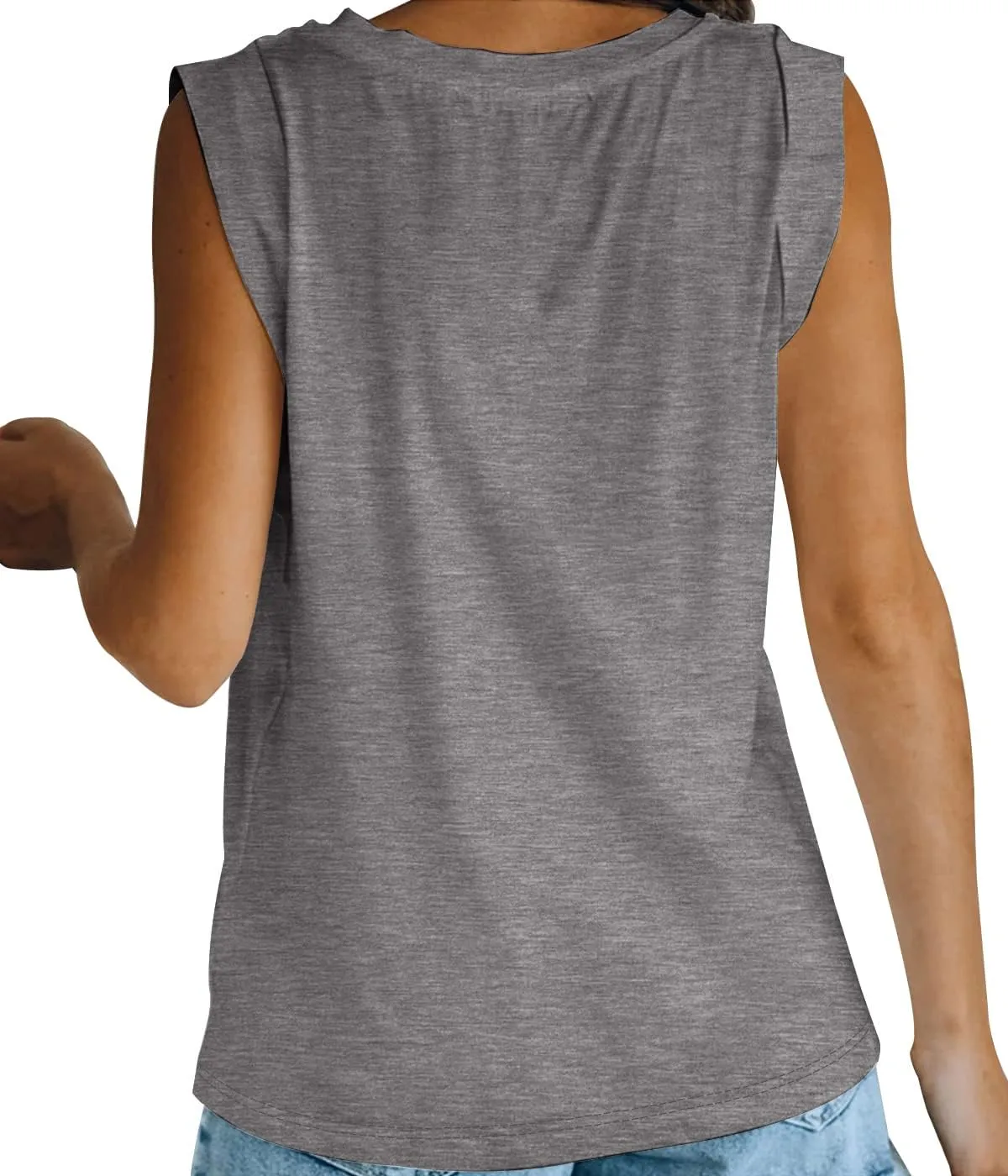 Women's Summer Sleeveless Tank Top Loose Fit Casual Crew Neck T Shirts Basic Tee Tops