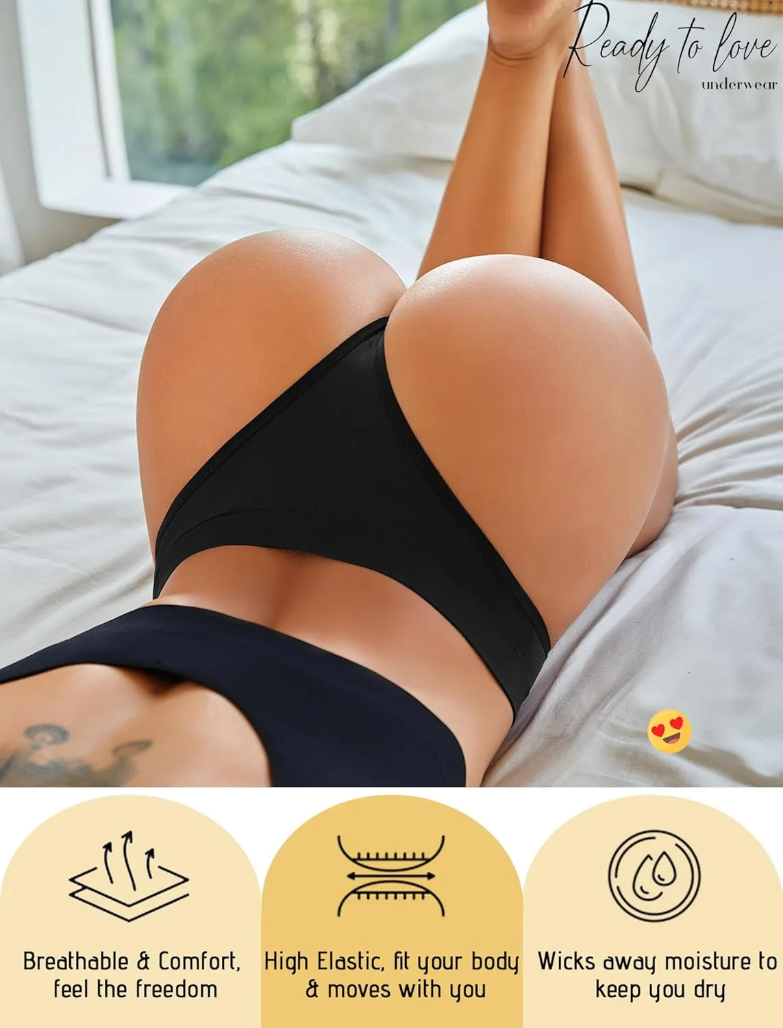 Womens Underwear Breathable Seamless Thongs 6 Pack Comfortable No Show High Waisted Thong Tangas Panties