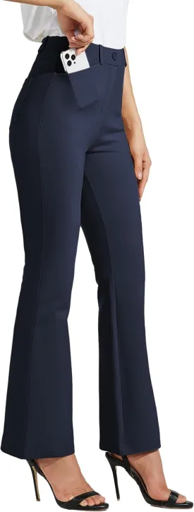 Women's Yoga Dress Pants Bootcut Work Slacks Stretch Office with Belt Loops 4 Pockets 28/29"/30"/31"/33"