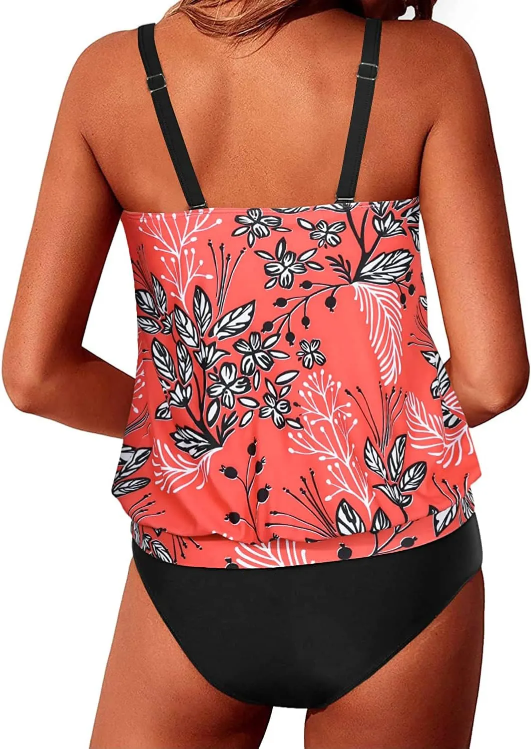 Yonique Two Piece Blouson Tankini Swimsuits for Women Modest Bathing Suits Loose Fit Swimwear