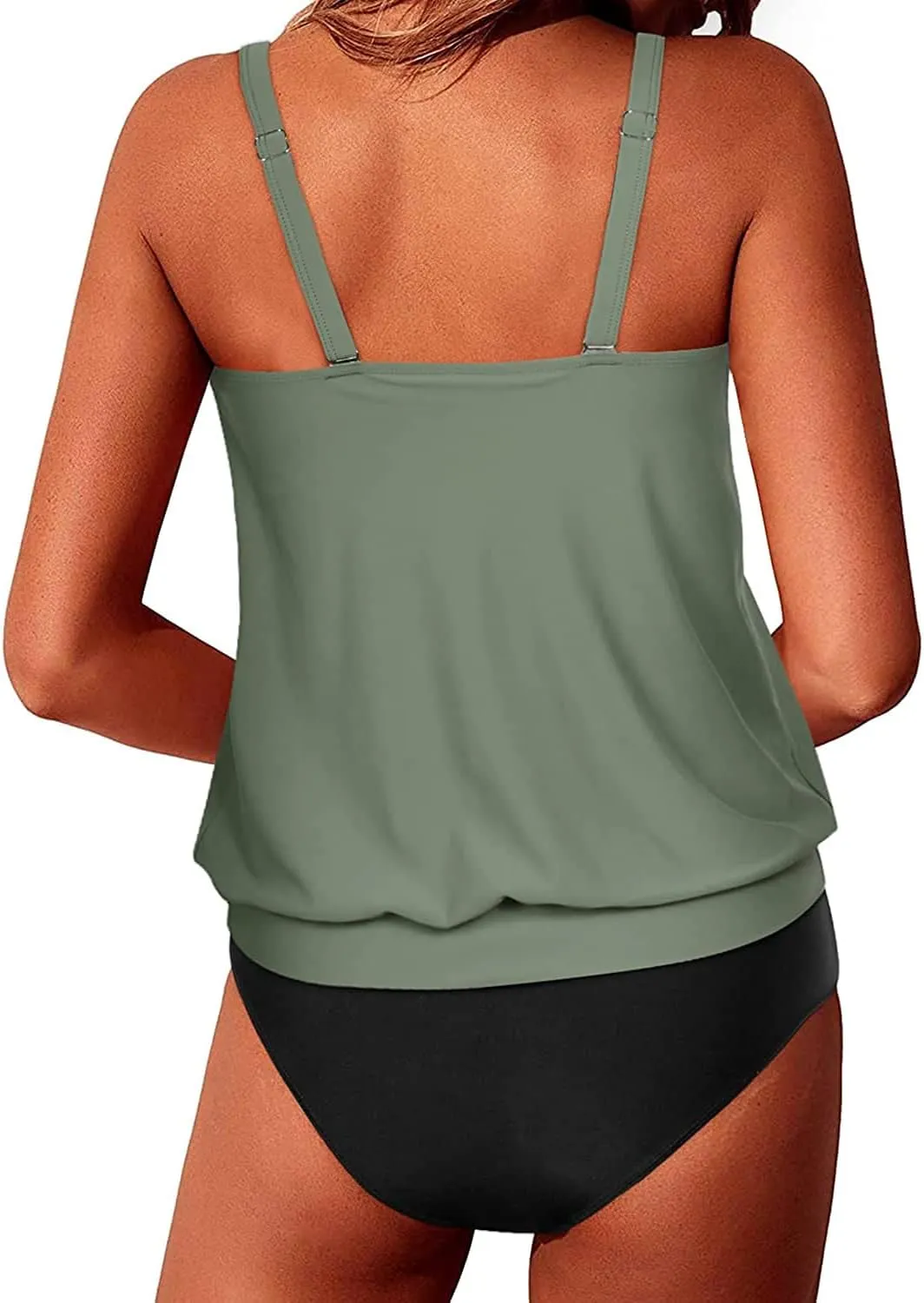 Yonique Two Piece Blouson Tankini Swimsuits for Women Modest Bathing Suits Loose Fit Swimwear